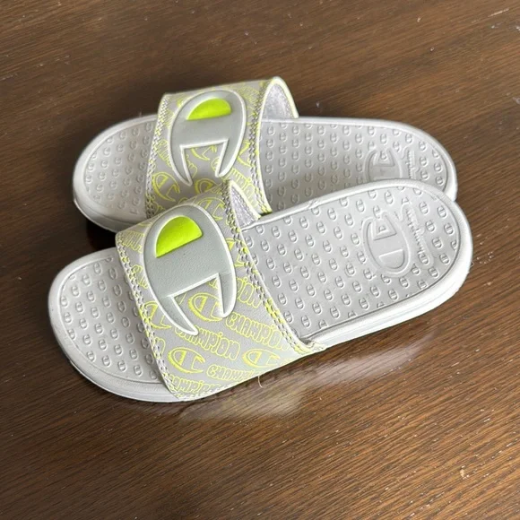 Champion Gray and Green Slide Sandals with Cushioned Footbed - Picture 5 of 6